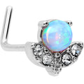 BodyCandy 20G 7mm White Synthetic Opal Style Flower L Shape Nose Ring — main product shot