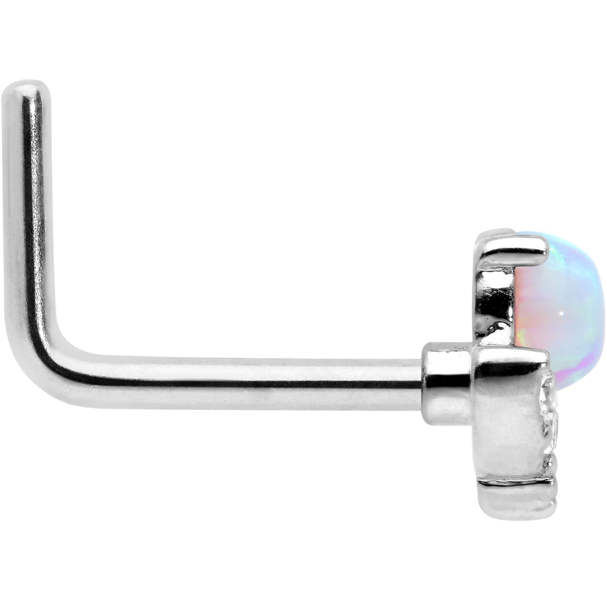 BodyCandy 20G 7mm White Synthetic Opal Style Flower L Shape Nose Ring — lifestyle context