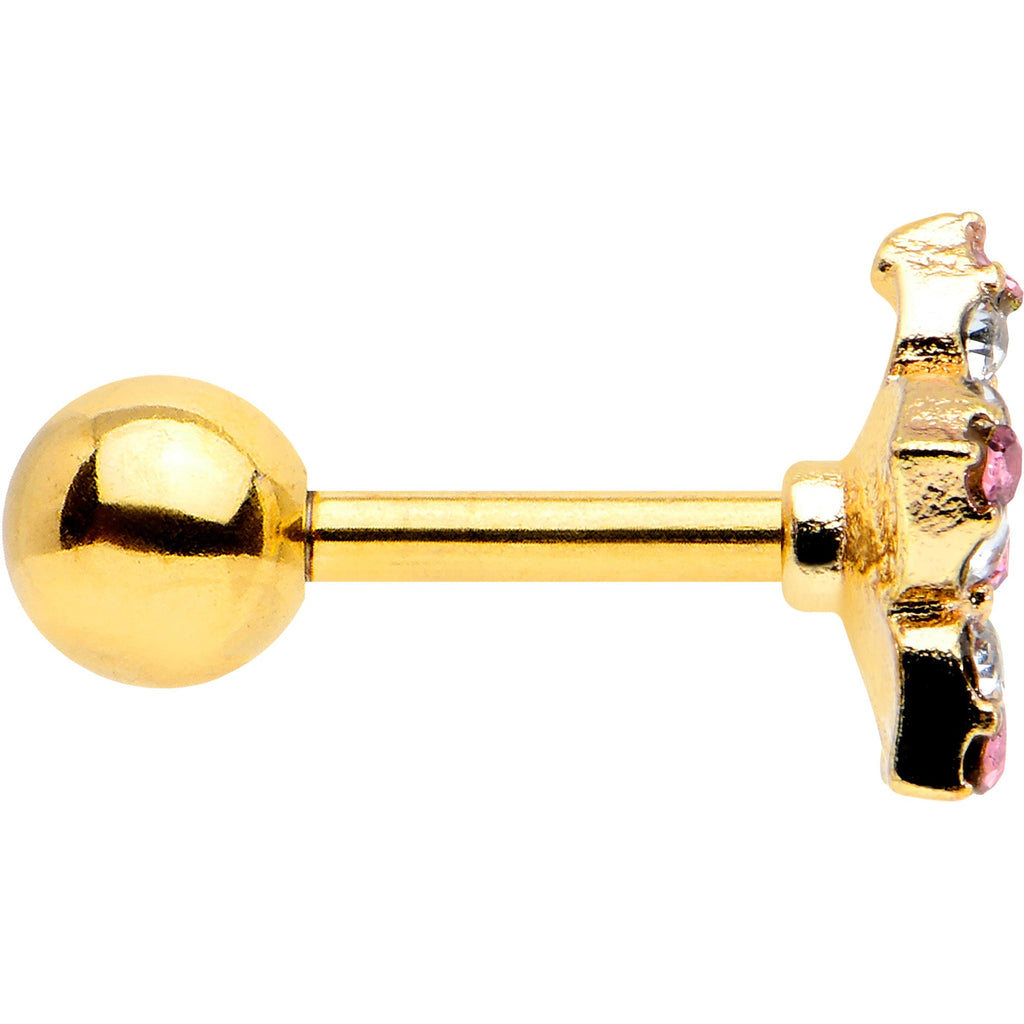 BodyCandy 16G 1/4 Pink Clear Gem Gold Tone Texture Star Cartilage Earring — lifestyle context