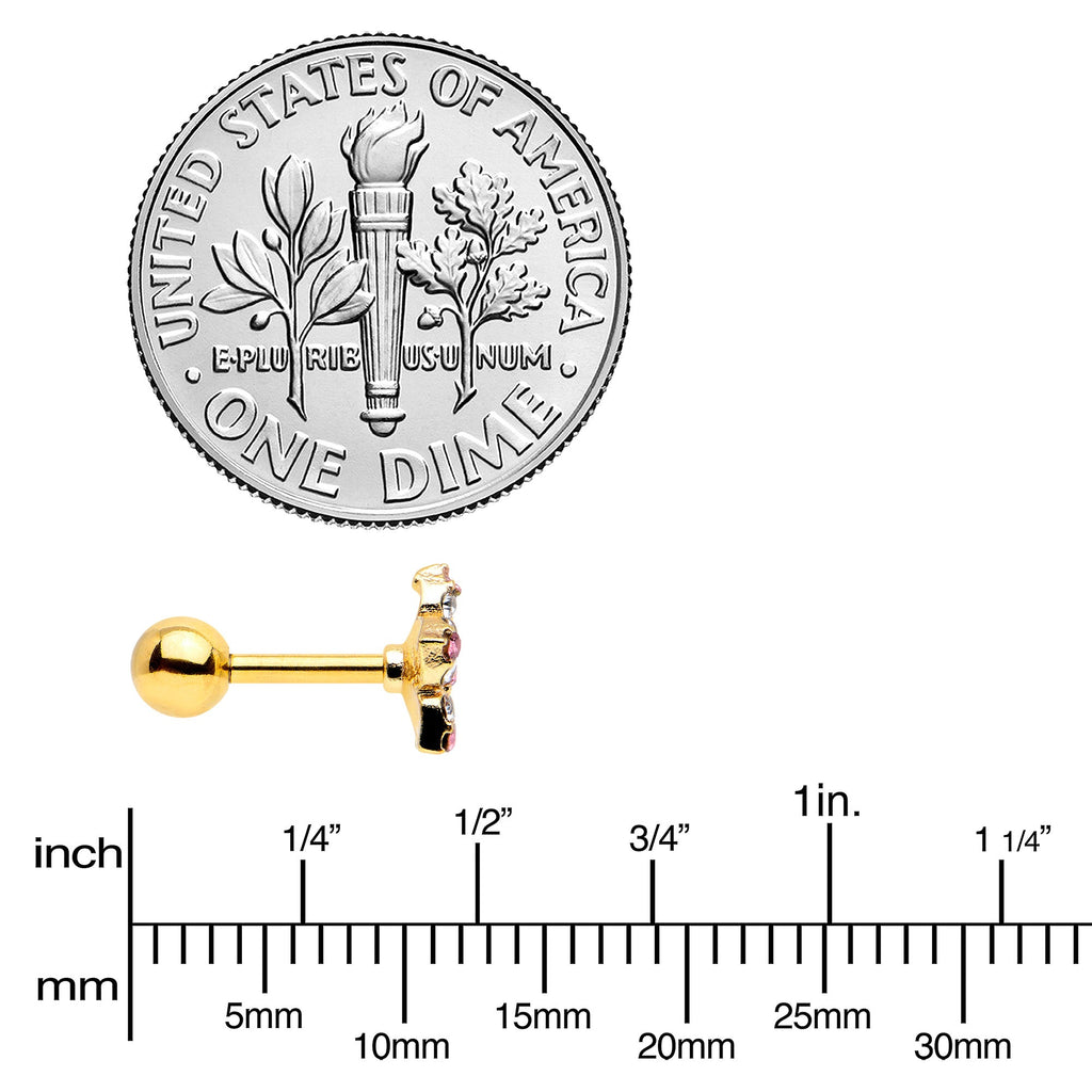 BodyCandy 16G 1/4 Pink Clear Gem Gold Tone Texture Star Cartilage Earring — side view