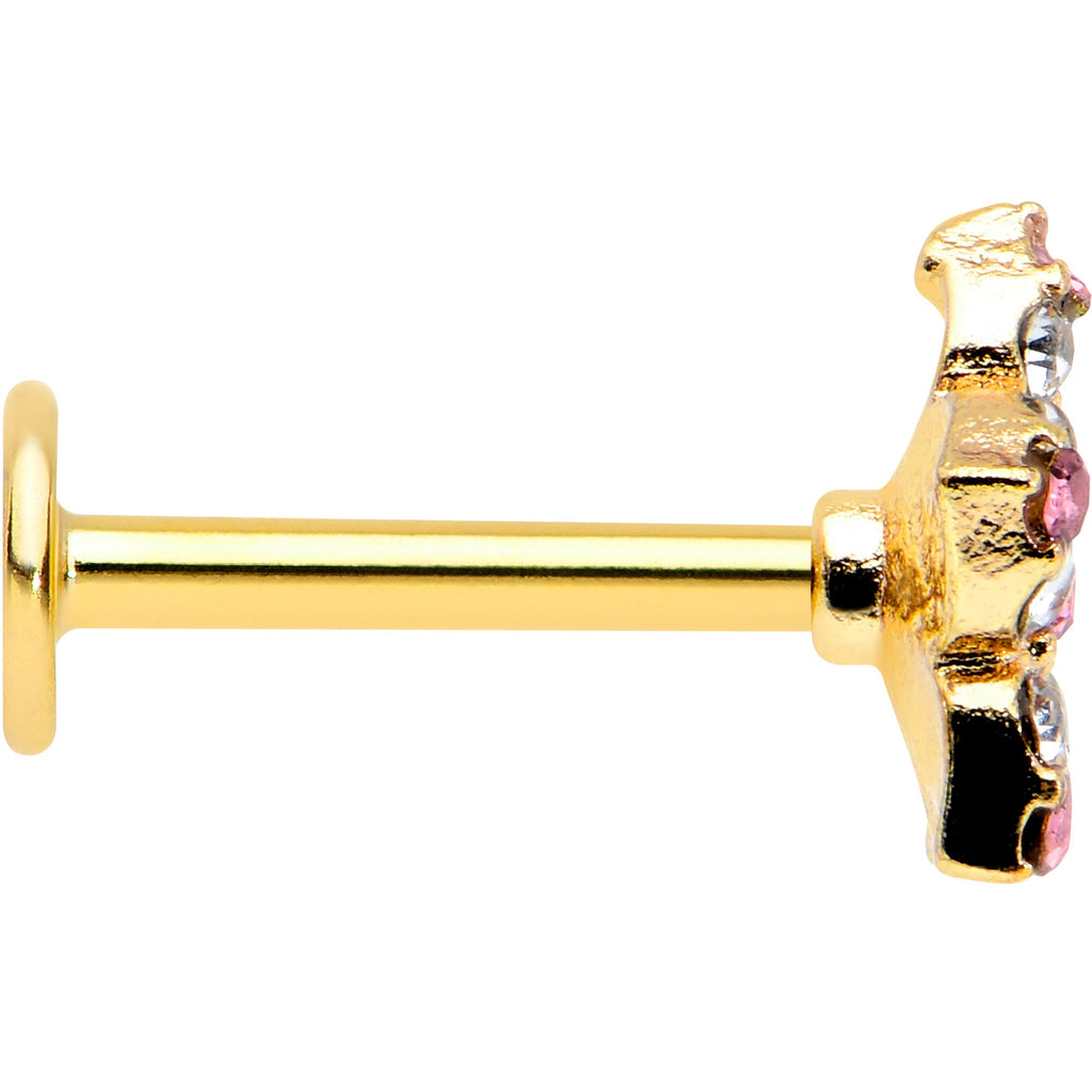 BodyCandy 16G 5/16 Pink Gem Gold Tone Texture Star Labret Monroe Tragus — lifestyle context