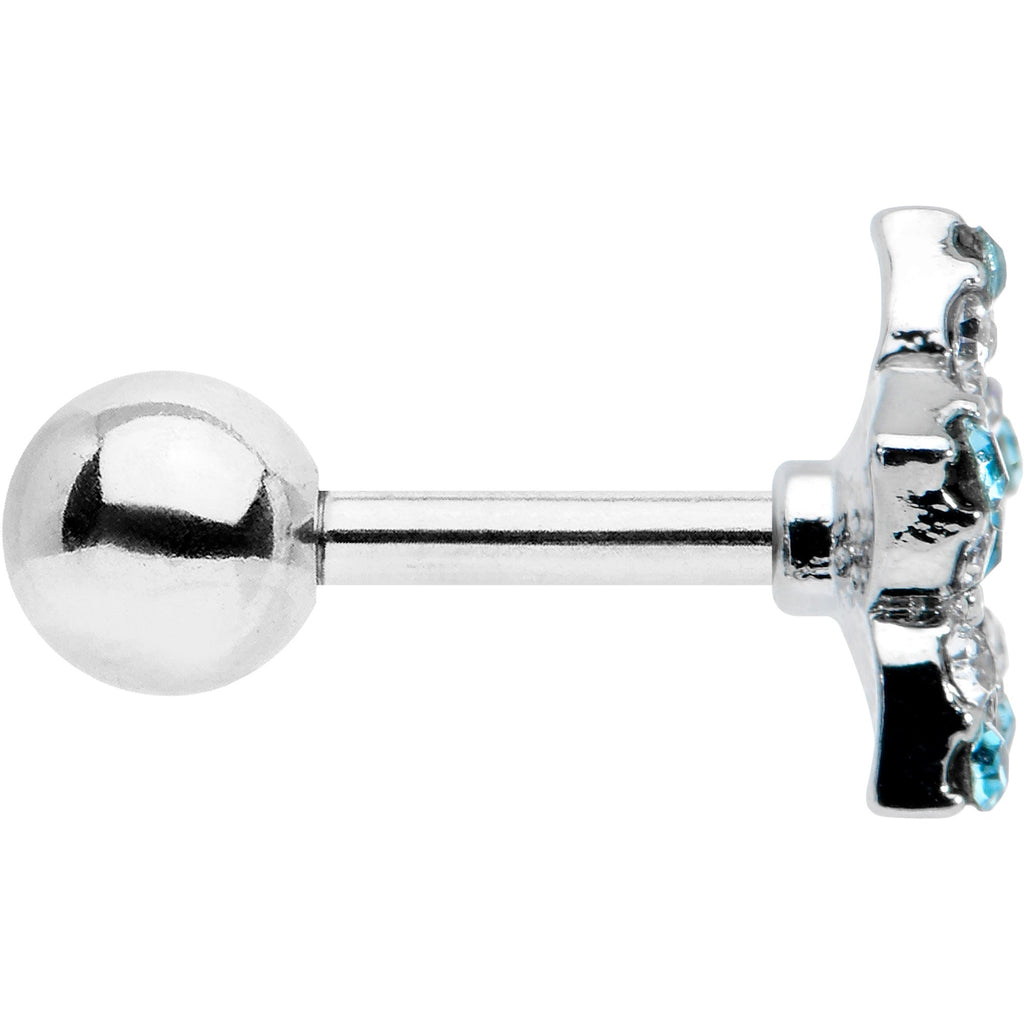 BodyCandy 16G 1/4 Blue Clear Gem Opulent Flower Cartilage Tragus Earring — lifestyle context