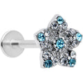 BodyCandy 16G 5/16 Clear Blue Gem Opulent Flower Labret Monroe Tragus — main product shot