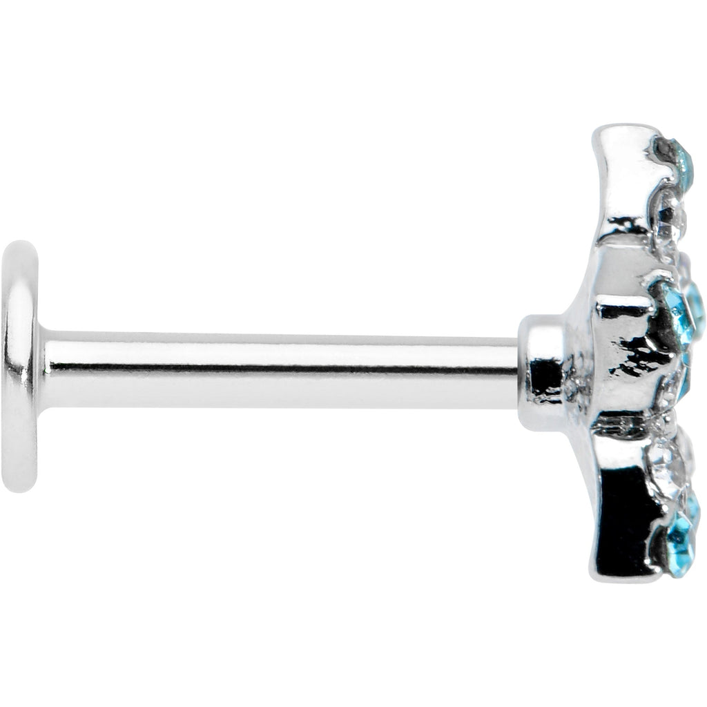 BodyCandy 16G 5/16 Clear Blue Gem Opulent Flower Labret Monroe Tragus — lifestyle context