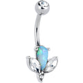 BodyCandy White Faux Opal Drop Flower Belly Ring — main product shot