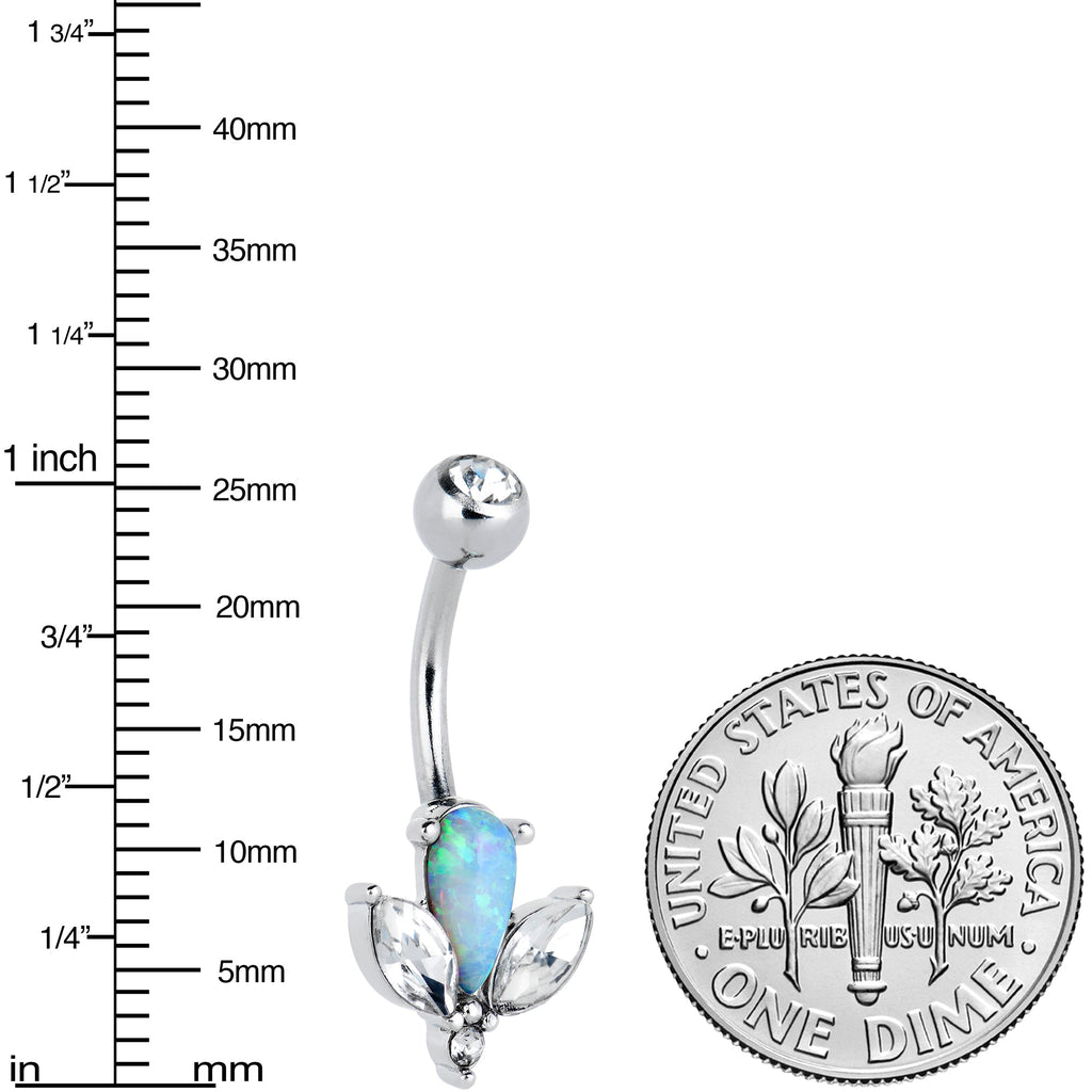 BodyCandy White Faux Opal Drop Flower Belly Ring — lifestyle context