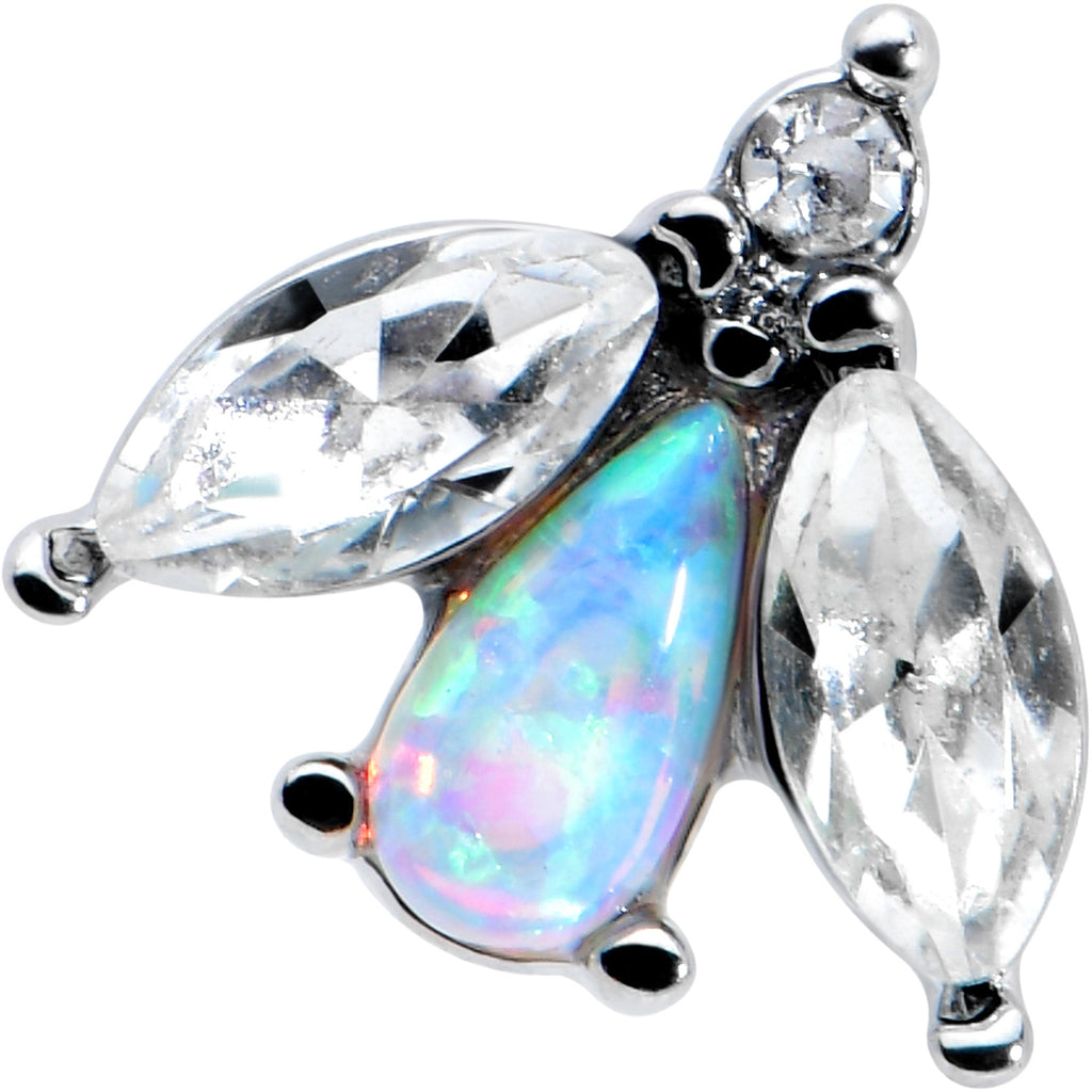 BodyCandy 16G 5/16 White Synthetic Opal Flower Labret Monroe Tragus — detail close-up