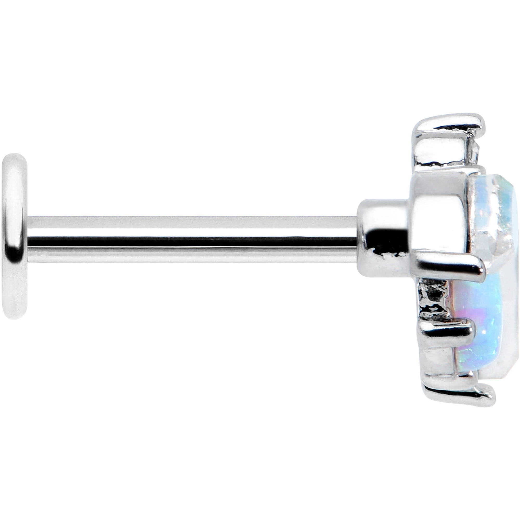 BodyCandy 16G 5/16 White Synthetic Opal Flower Labret Monroe Tragus — lifestyle context