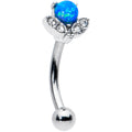 BodyCandy 16G 5/16 Clear Gem Blue Faux Opal Style Flower Curved Eyebrow Ring — main product shot