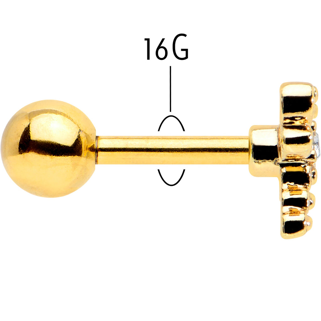 BodyCandy 16G 1/4 Clear Gem Gold Tone Flying Dragonfly Cartilage Earring — back view