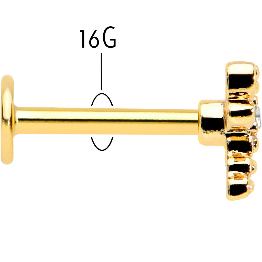 BodyCandy 16G 5/16 Clear Gem Gold Hue Flying Dragonfly Labret Monroe Tragus — back view