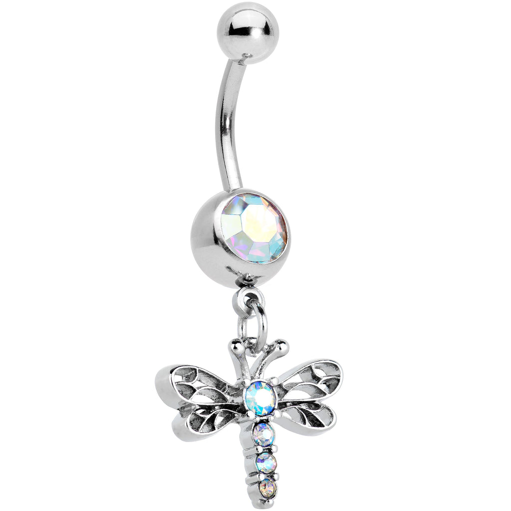 BodyCandy Aurora Gem Ornate Dragonfly Dangle Belly Ring — main product shot