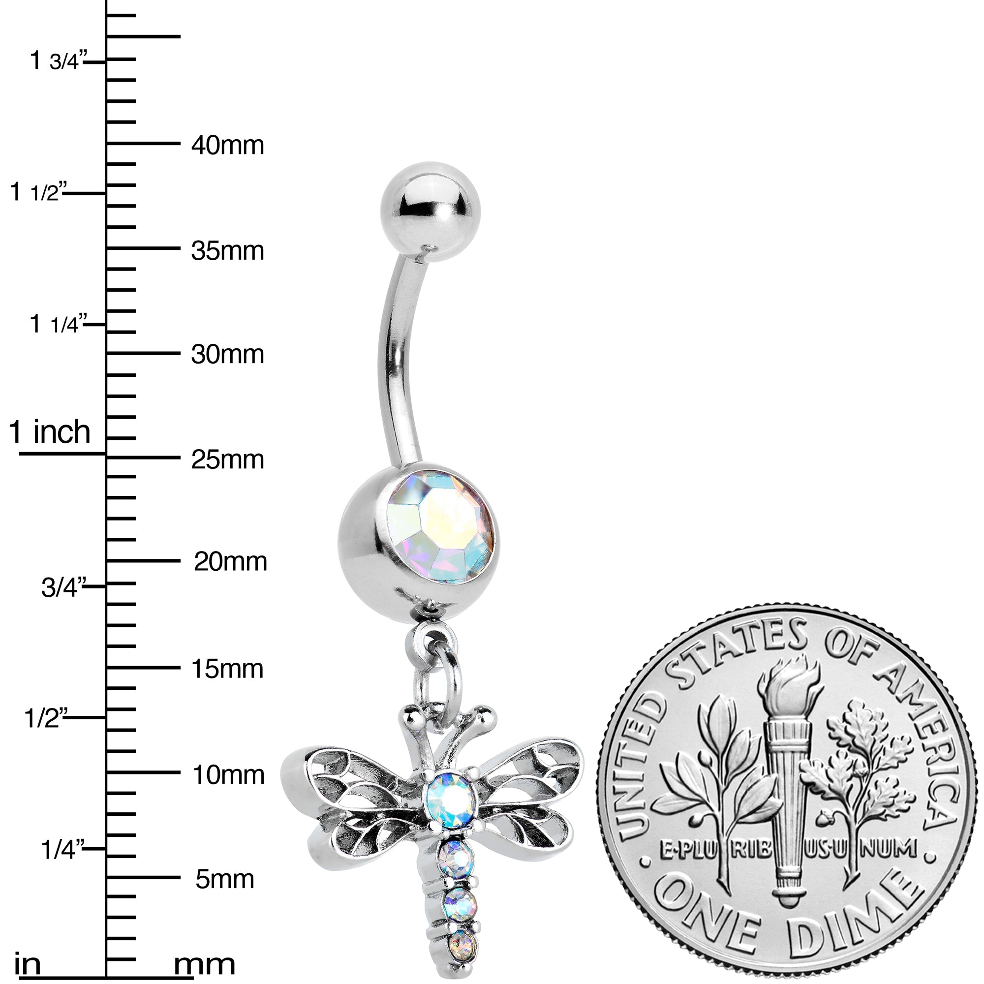 BodyCandy Aurora Gem Ornate Dragonfly Dangle Belly Ring — lifestyle context