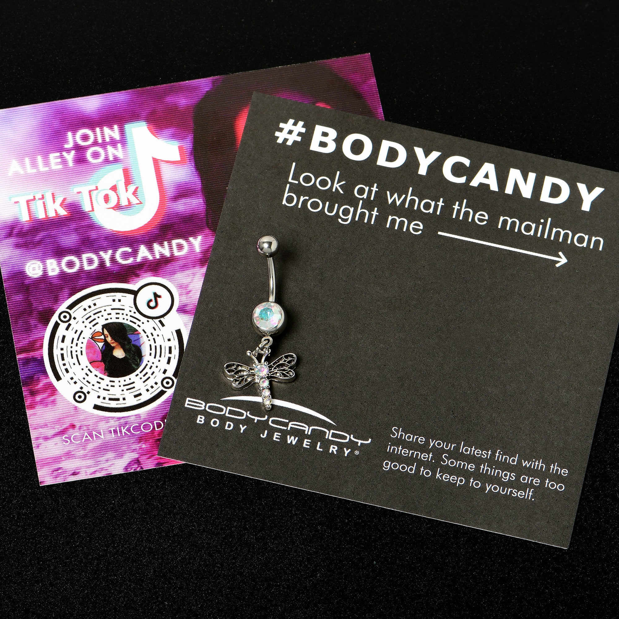 BodyCandy Aurora Gem Ornate Dragonfly Dangle Belly Ring — back view