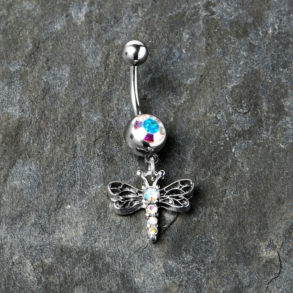 BodyCandy Aurora Gem Ornate Dragonfly Dangle Belly Ring — alternative angle