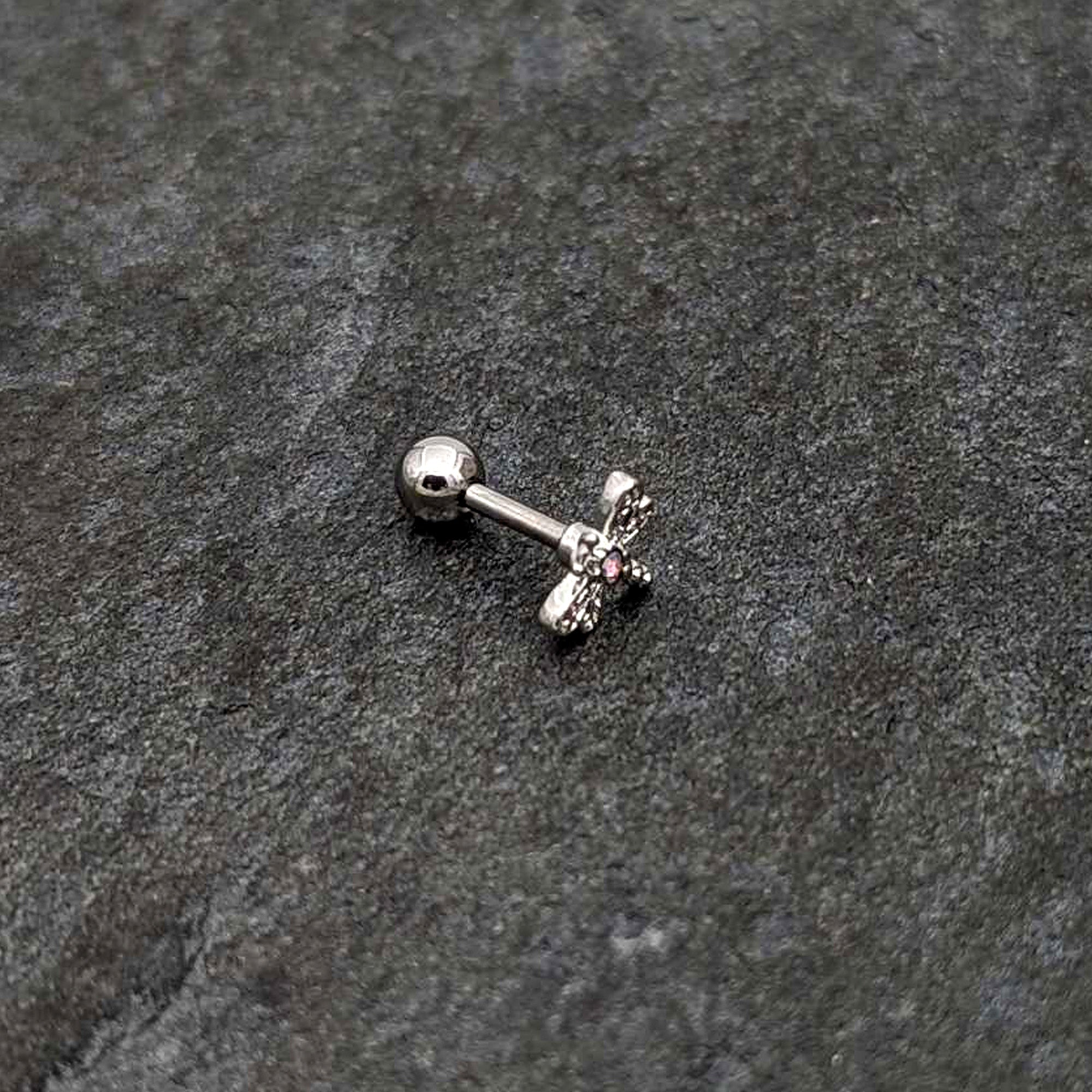 BodyCandy 16G 1/4 Aurora Gem Ornate Dragonfly Cartilage Tragus Earring — alternative angle