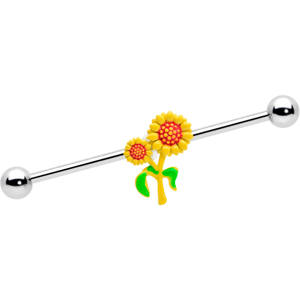BodyCandy 14G Happy Sunflower Duo Industrial Barbell 38mm — main product shot