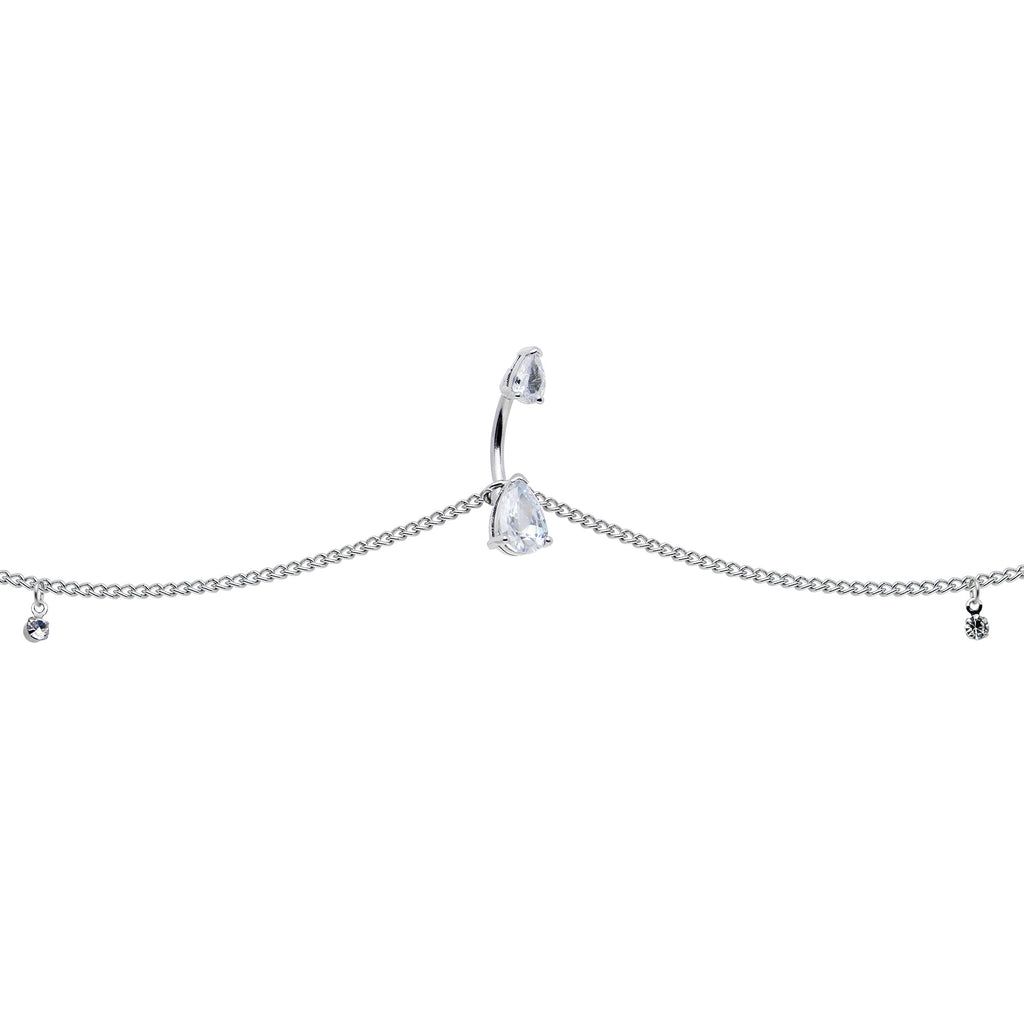 BodyCandy Clear Gem Double Drop Double Mount Belly Ring Belly Chain — main product shot