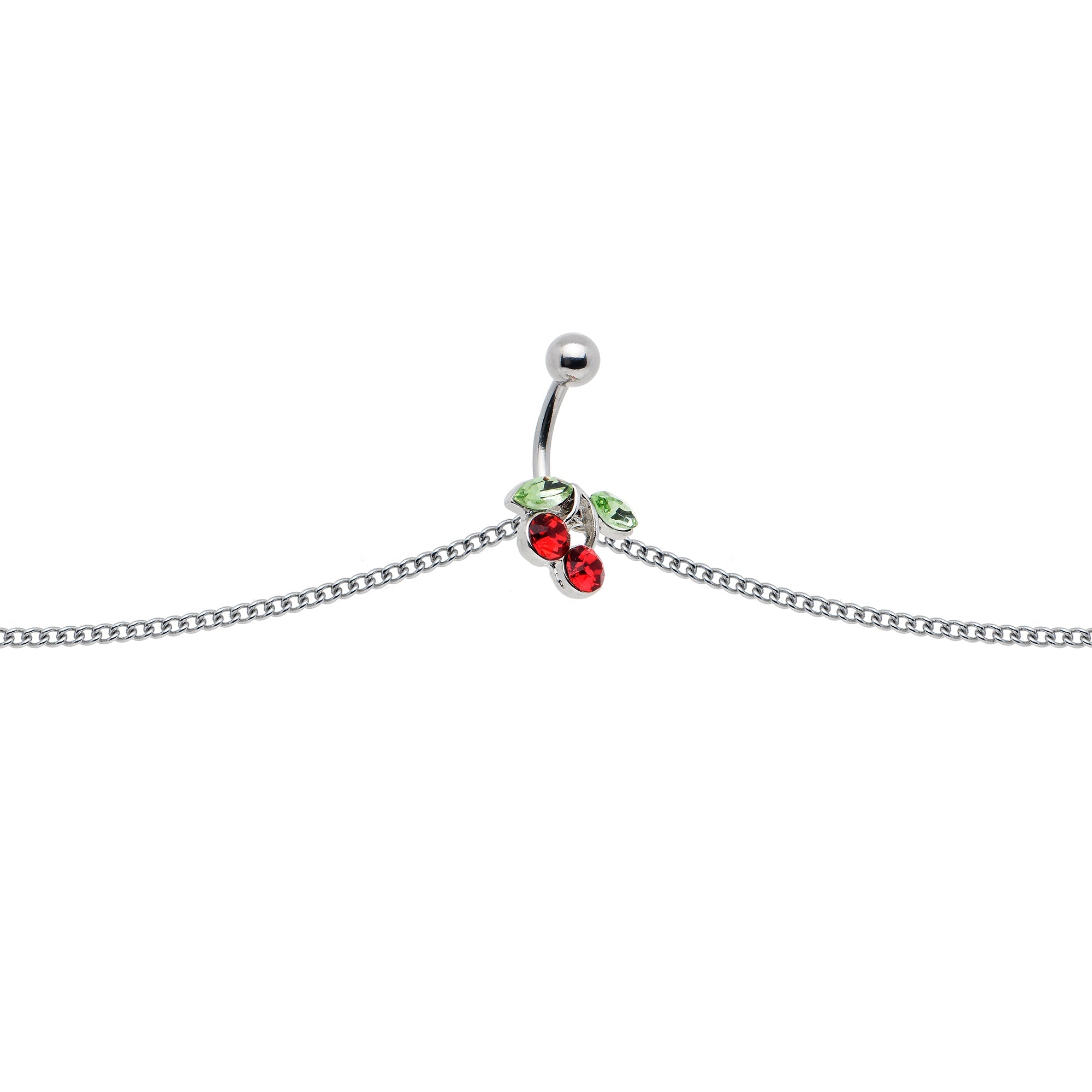 BodyCandy Red Green Gem Cheery Cherries Fruit Belly Ring Belly Chain — main product shot