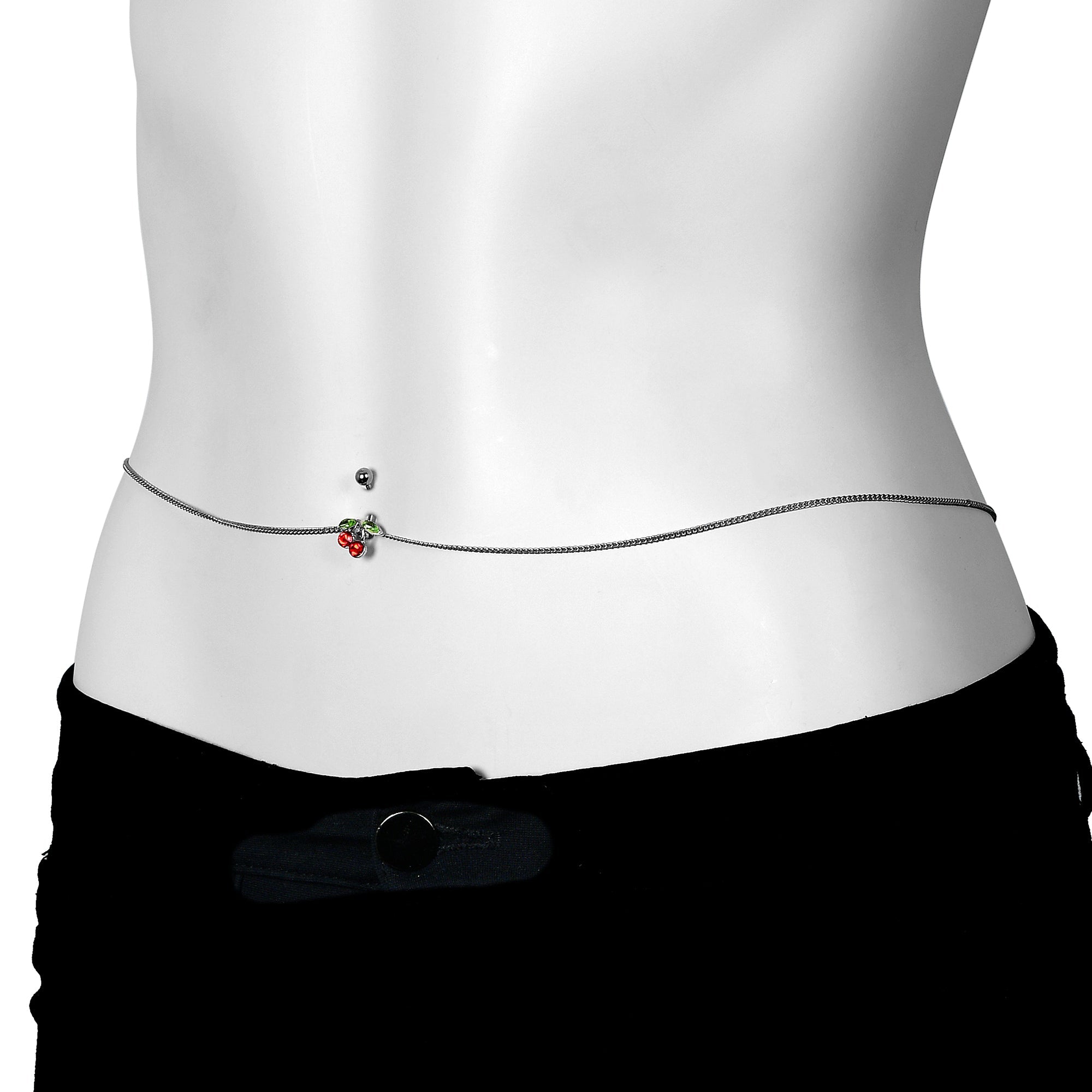 BodyCandy Red Green Gem Cheery Cherries Fruit Belly Ring Belly Chain — alternative angle