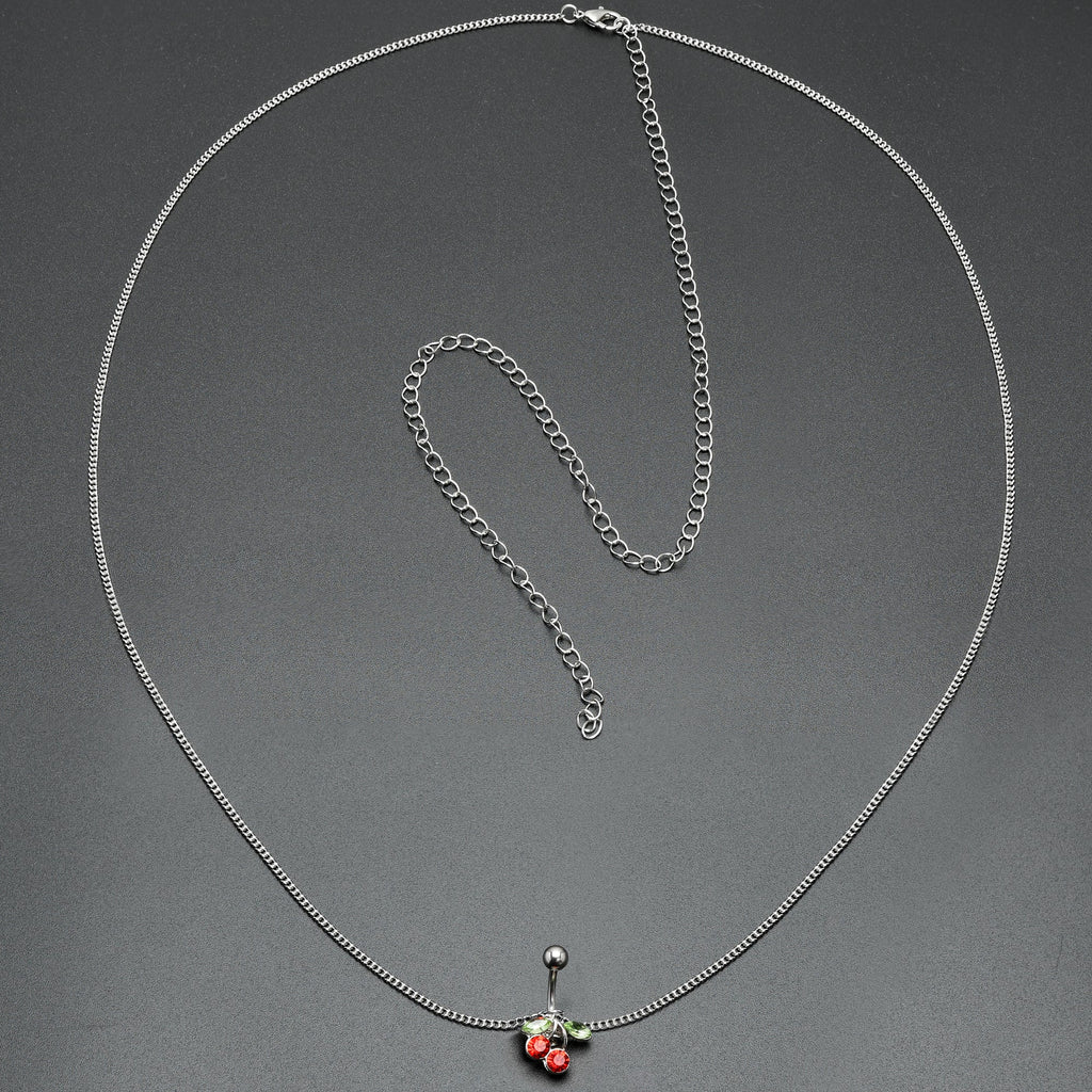 BodyCandy Red Green Gem Cheery Cherries Fruit Belly Ring Belly Chain — size reference