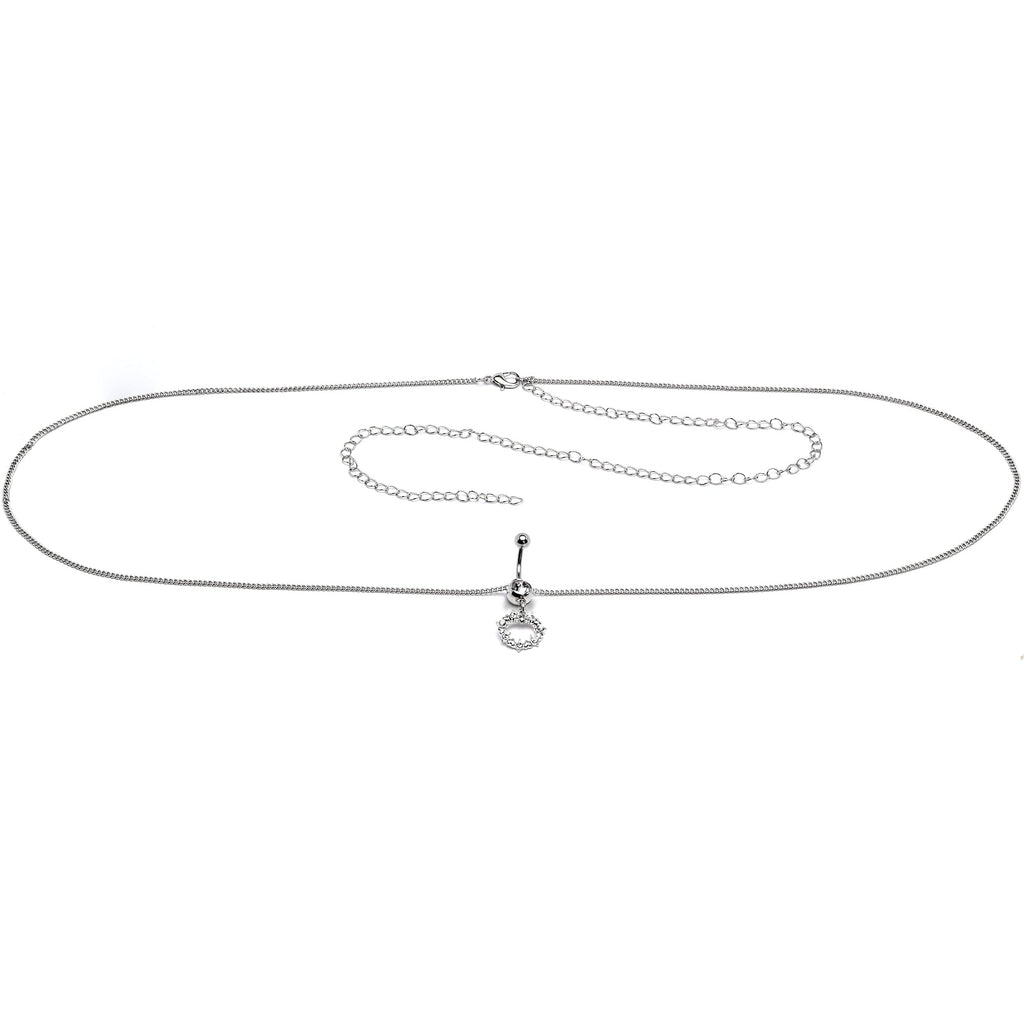 BodyCandy Clear Gem Wreath of Glam Dangle Belly Ring Belly Chain — side view