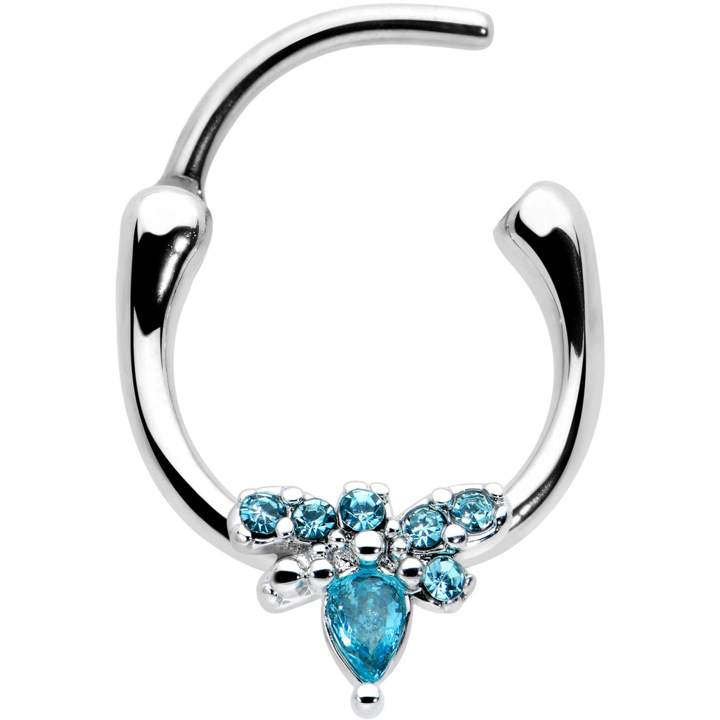 BodyCandy 16G 5/16 Blue Gem Bee Glamour Cartilage Clicker — detail close-up