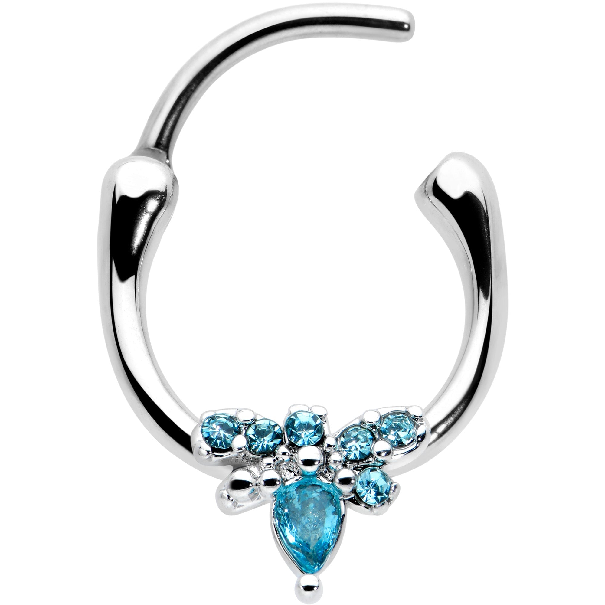 BodyCandy 16G 5/16 Blue Gem Bee Glamour Cartilage Clicker — detail close-up