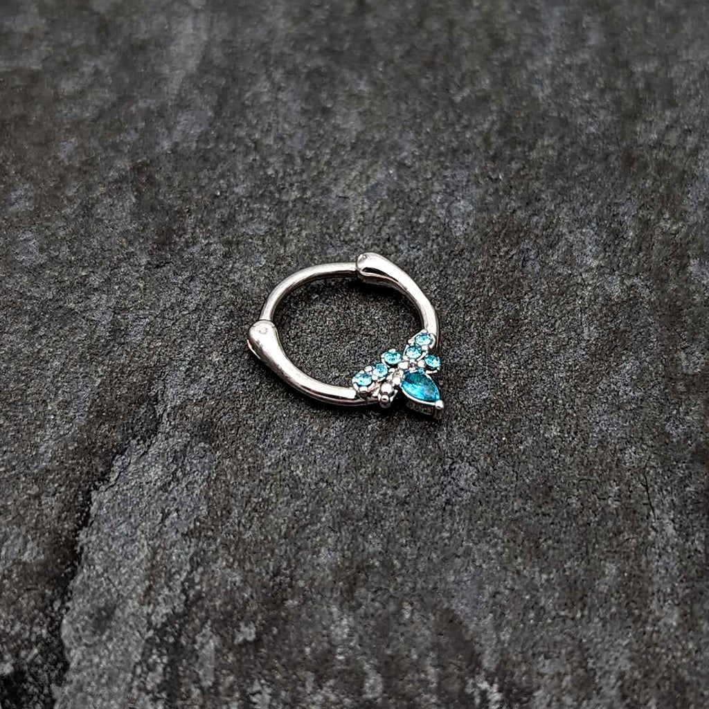 BodyCandy 16G 5/16 Blue Gem Bee Glamour Cartilage Clicker — side view