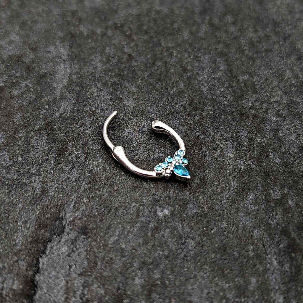 BodyCandy 16G 5/16 Blue Gem Bee Glamour Cartilage Clicker — back view