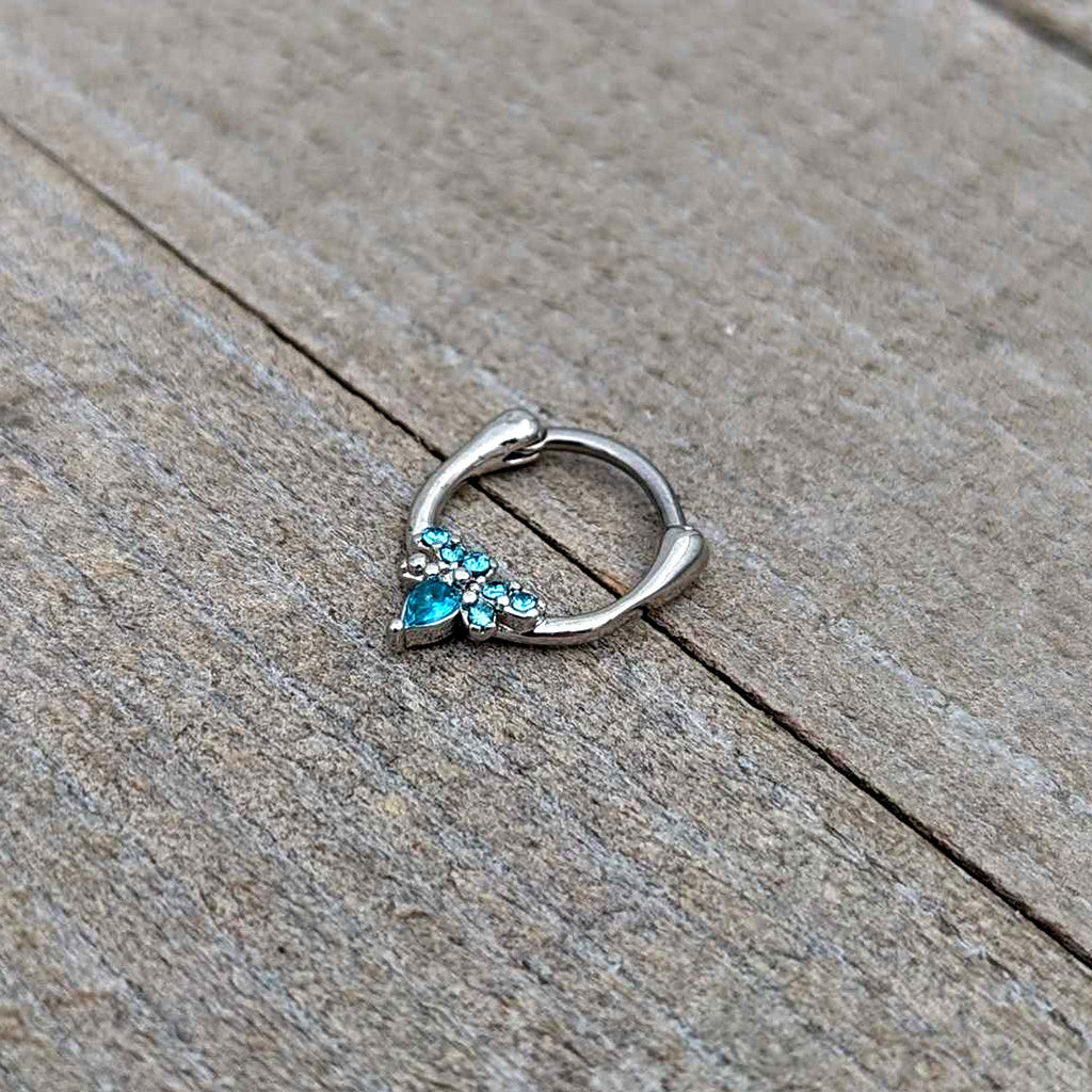 BodyCandy 16G 5/16 Blue Gem Bee Glamour Cartilage Clicker — alternative angle