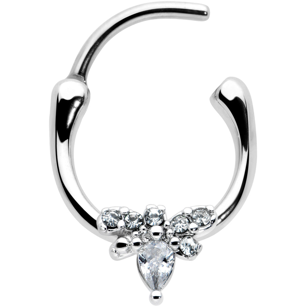 BodyCandy 16G 5/16 Clear Gem Bee Glamour Cartilage Clicker — detail close-up