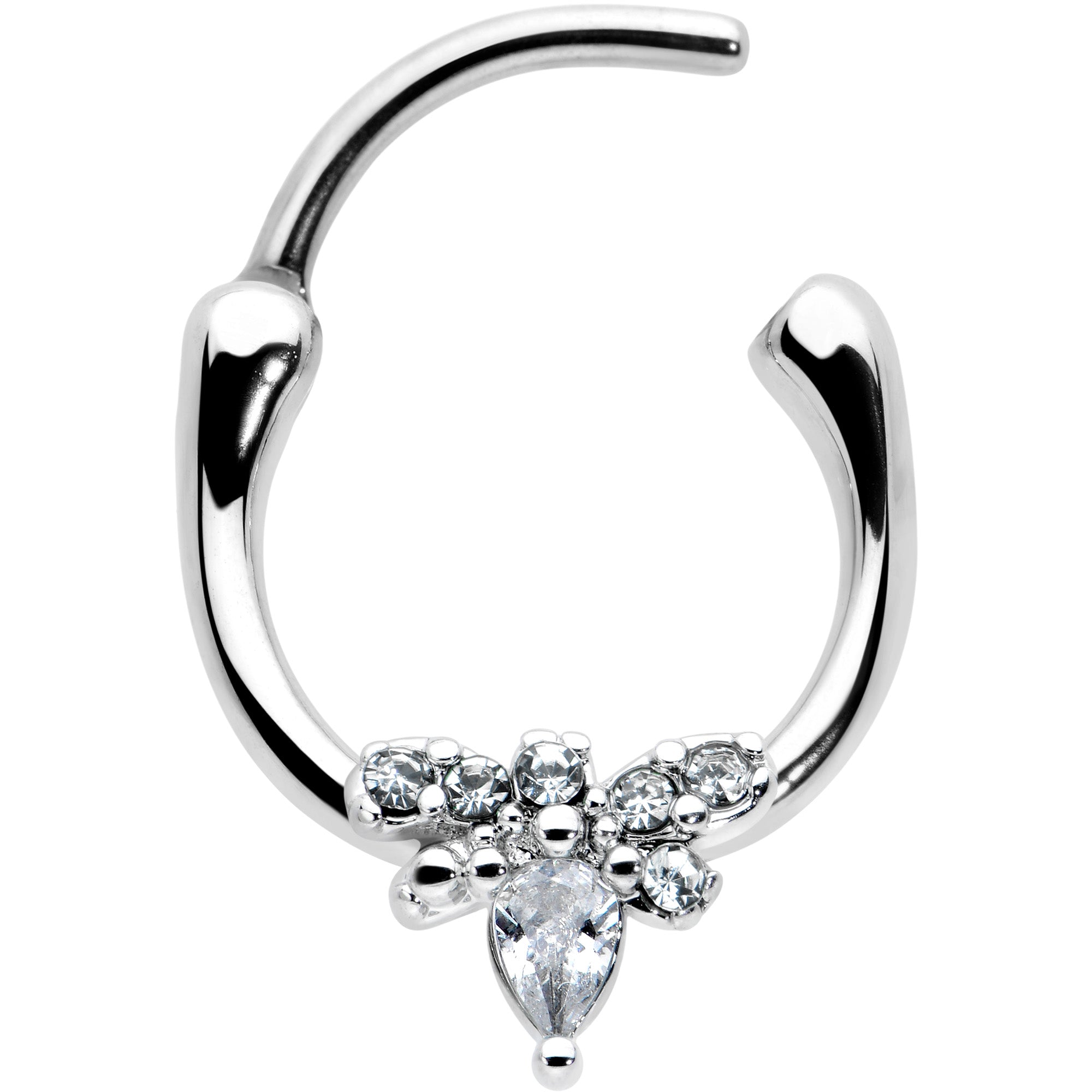 BodyCandy 16G 5/16 Clear Gem Bee Glamour Cartilage Clicker — detail close-up