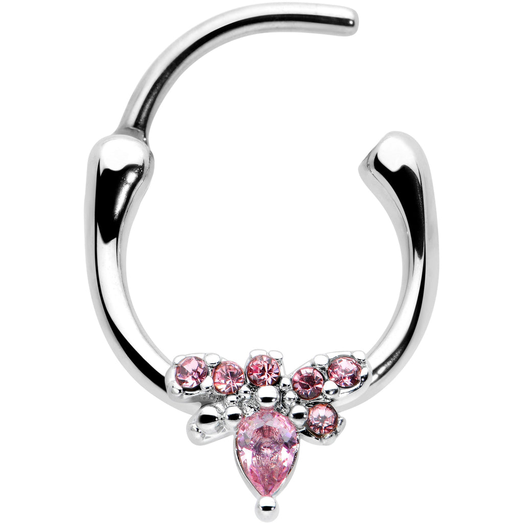 BodyCandy 16G 5/16 Pink Gem Bee Glamour Cartilage Clicker — detail close-up