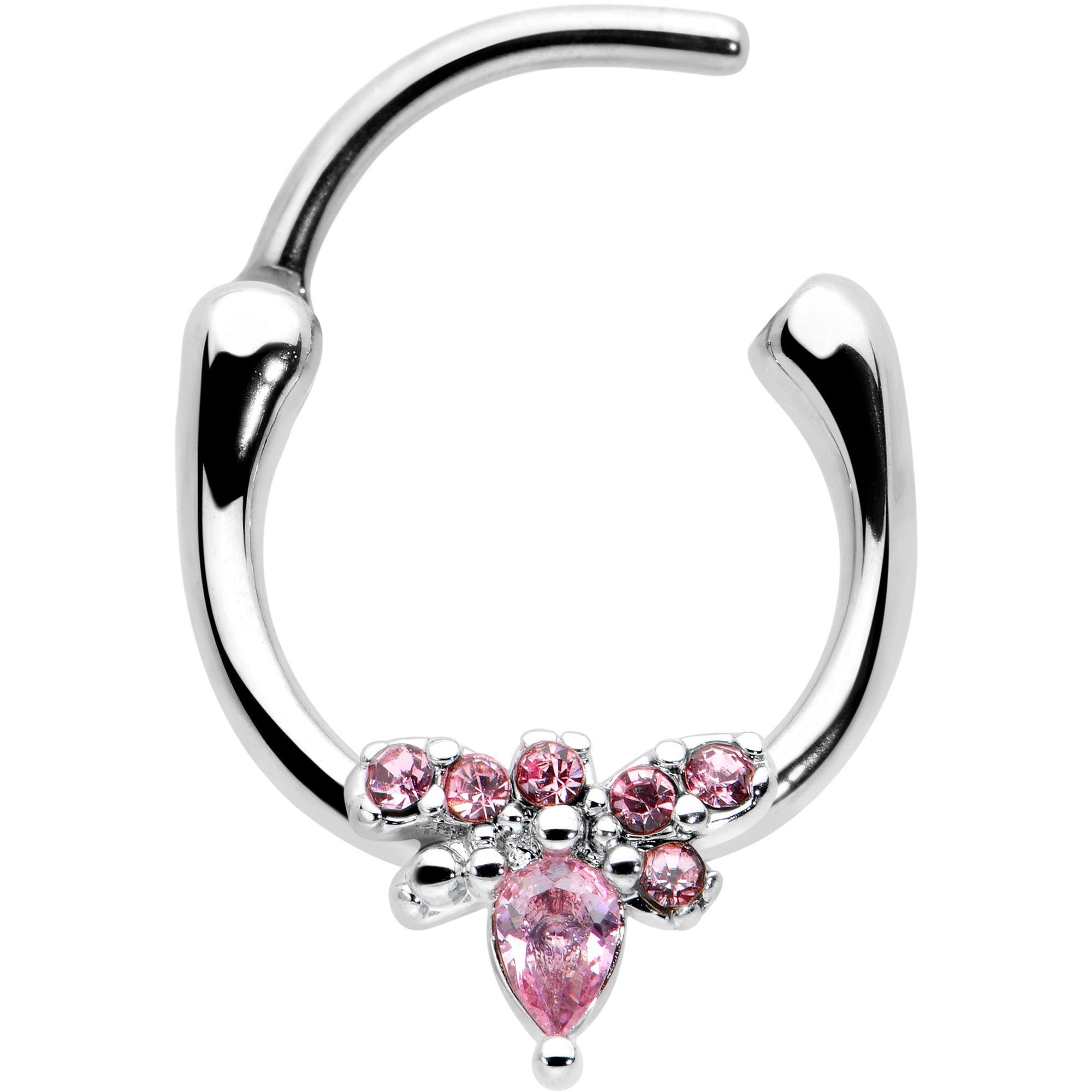 BodyCandy 16G 5/16 Pink Gem Bee Glamour Cartilage Clicker — detail close-up