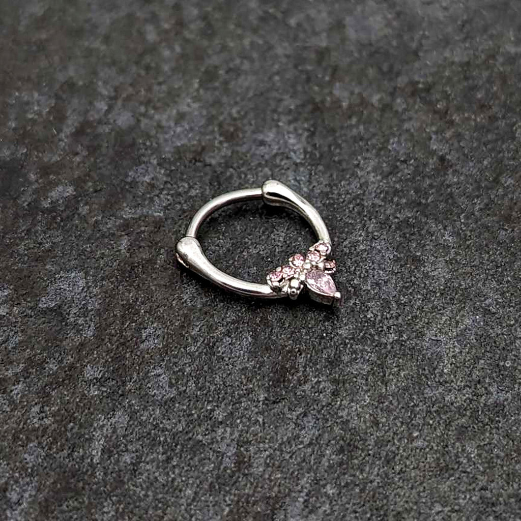 BodyCandy 16G 5/16 Pink Gem Bee Glamour Cartilage Clicker — side view