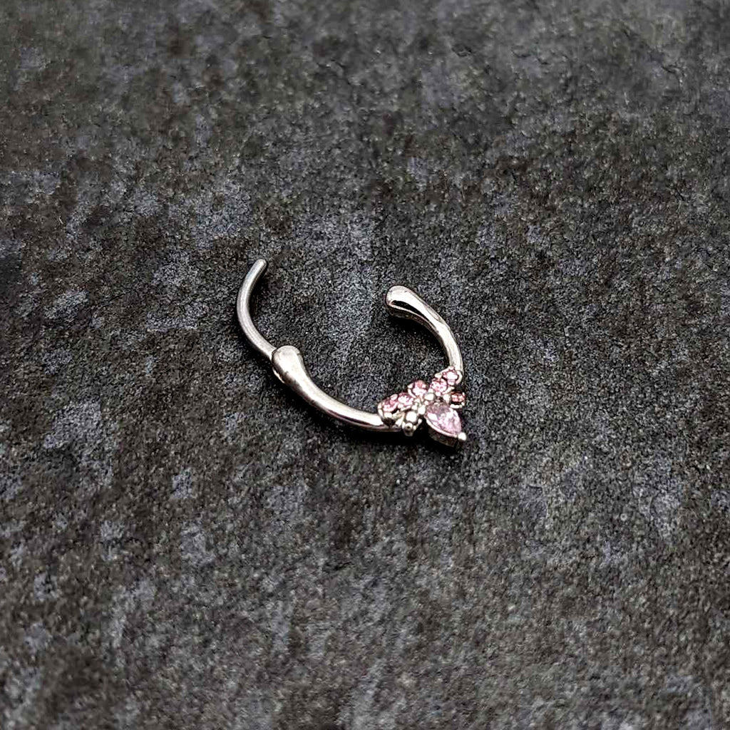 BodyCandy 16G 5/16 Pink Gem Bee Glamour Cartilage Clicker — back view
