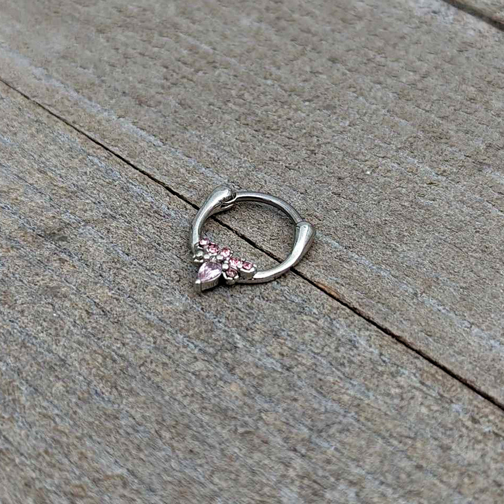 BodyCandy 16G 5/16 Pink Gem Bee Glamour Cartilage Clicker — alternative angle