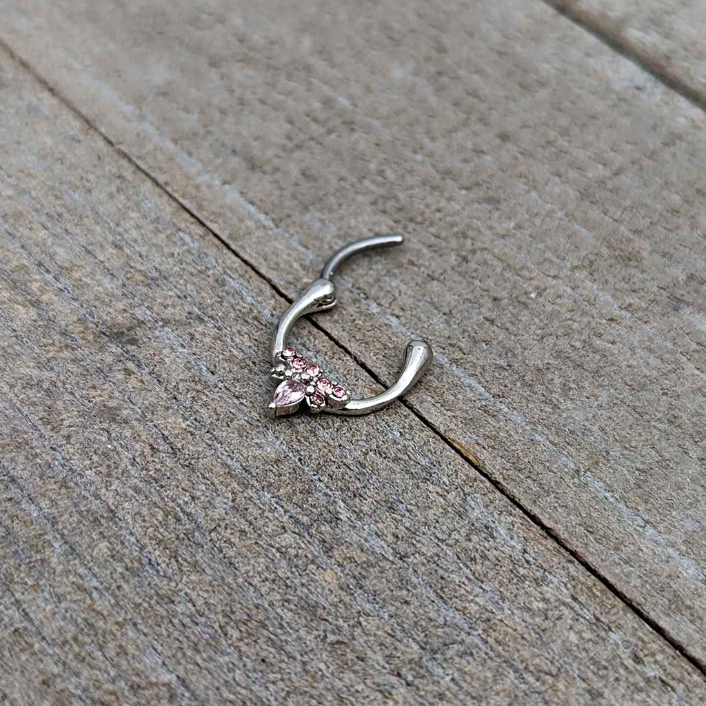 BodyCandy 16G 5/16 Pink Gem Bee Glamour Cartilage Clicker — in-use photo