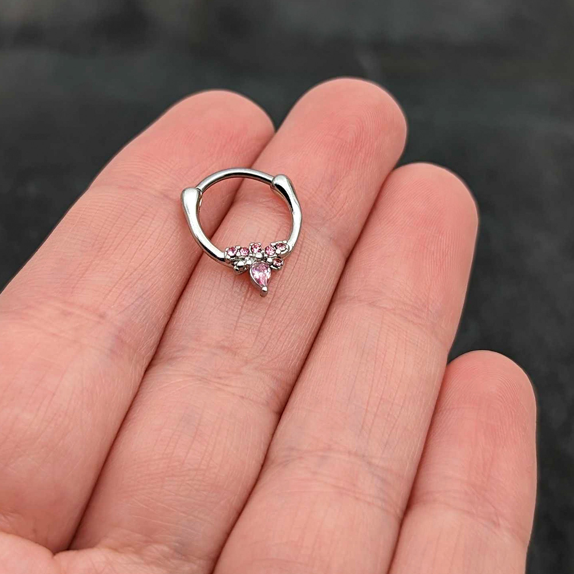 BodyCandy 16G 5/16 Pink Gem Bee Glamour Cartilage Clicker — size reference