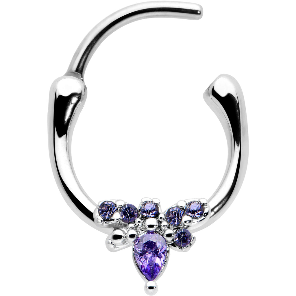 BodyCandy 16G 5/16 Purple Gem Bee Glamour Cartilage Clicker — detail close-up
