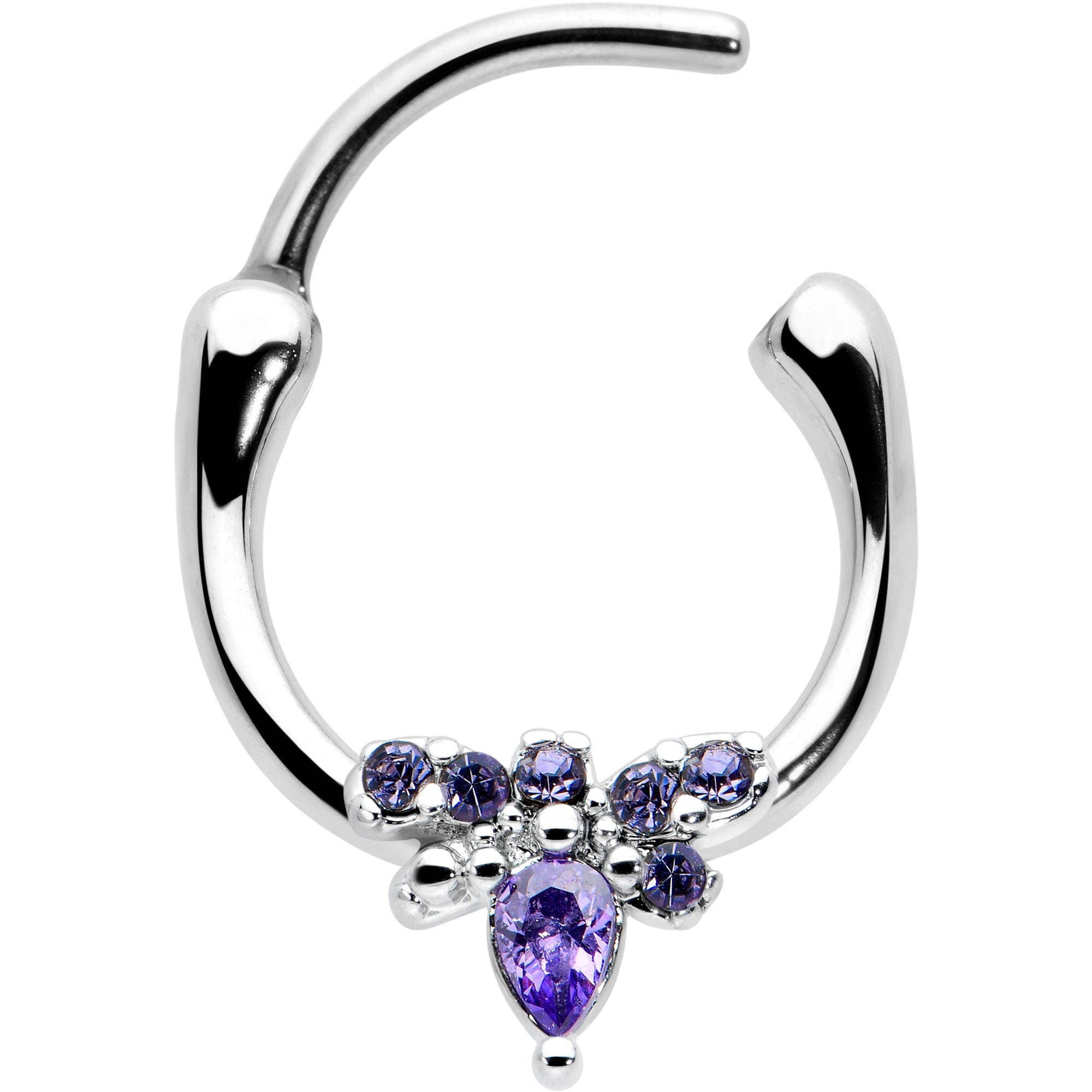BodyCandy 16G 5/16 Purple Gem Bee Glamour Cartilage Clicker — detail close-up