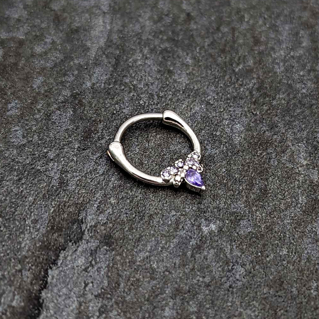 BodyCandy 16G 5/16 Purple Gem Bee Glamour Cartilage Clicker — side view