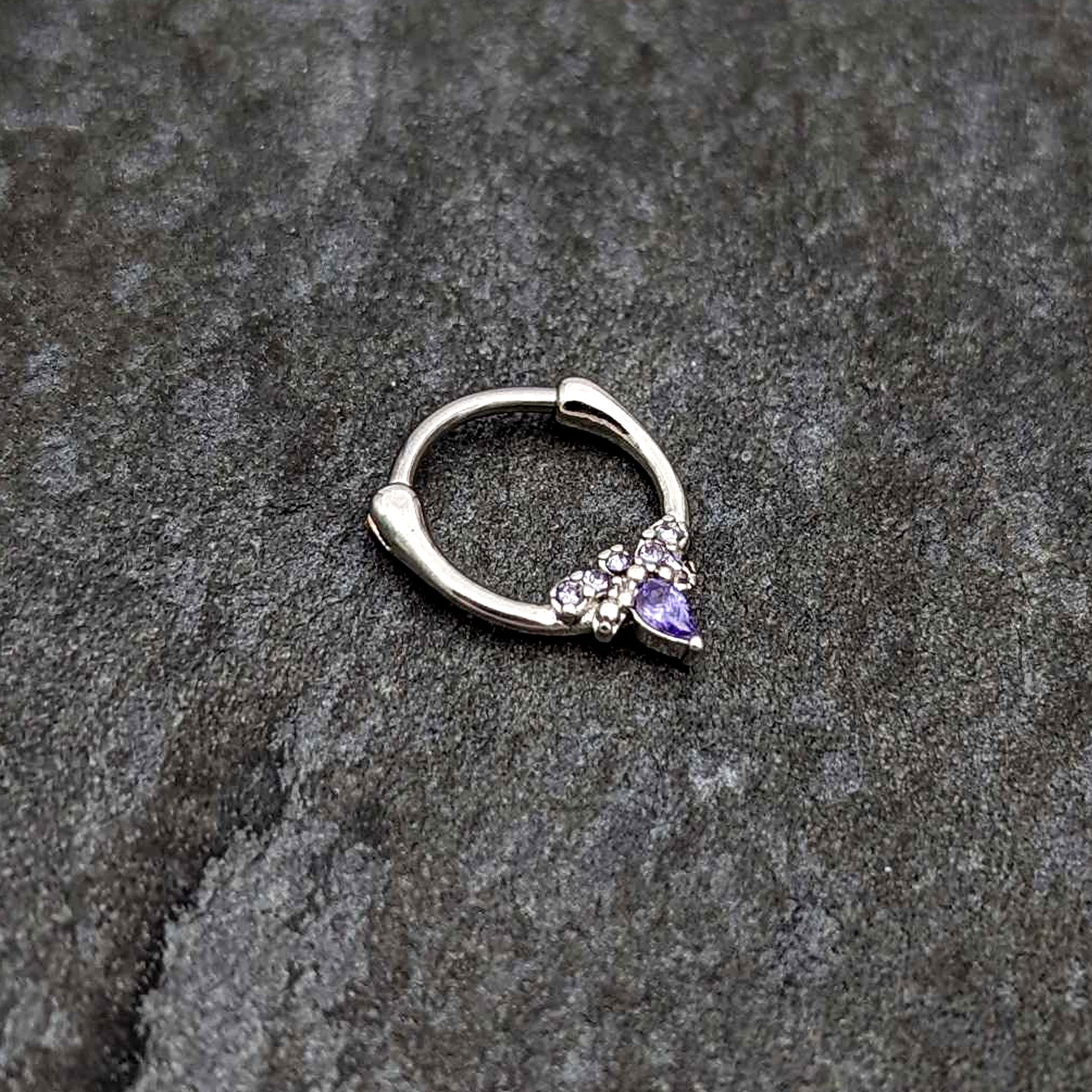 BodyCandy 16G 5/16 Purple Gem Bee Glamour Cartilage Clicker — side view