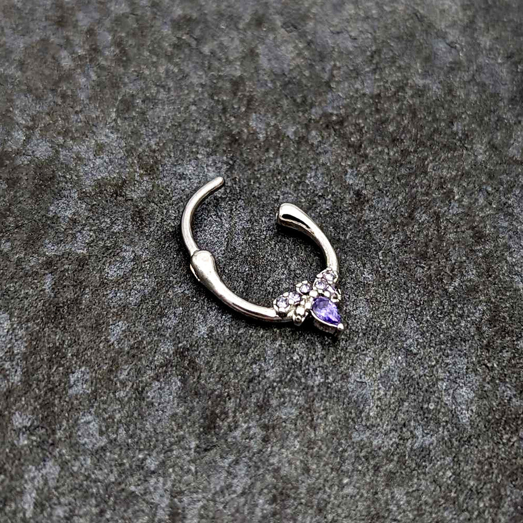 BodyCandy 16G 5/16 Purple Gem Bee Glamour Cartilage Clicker — back view