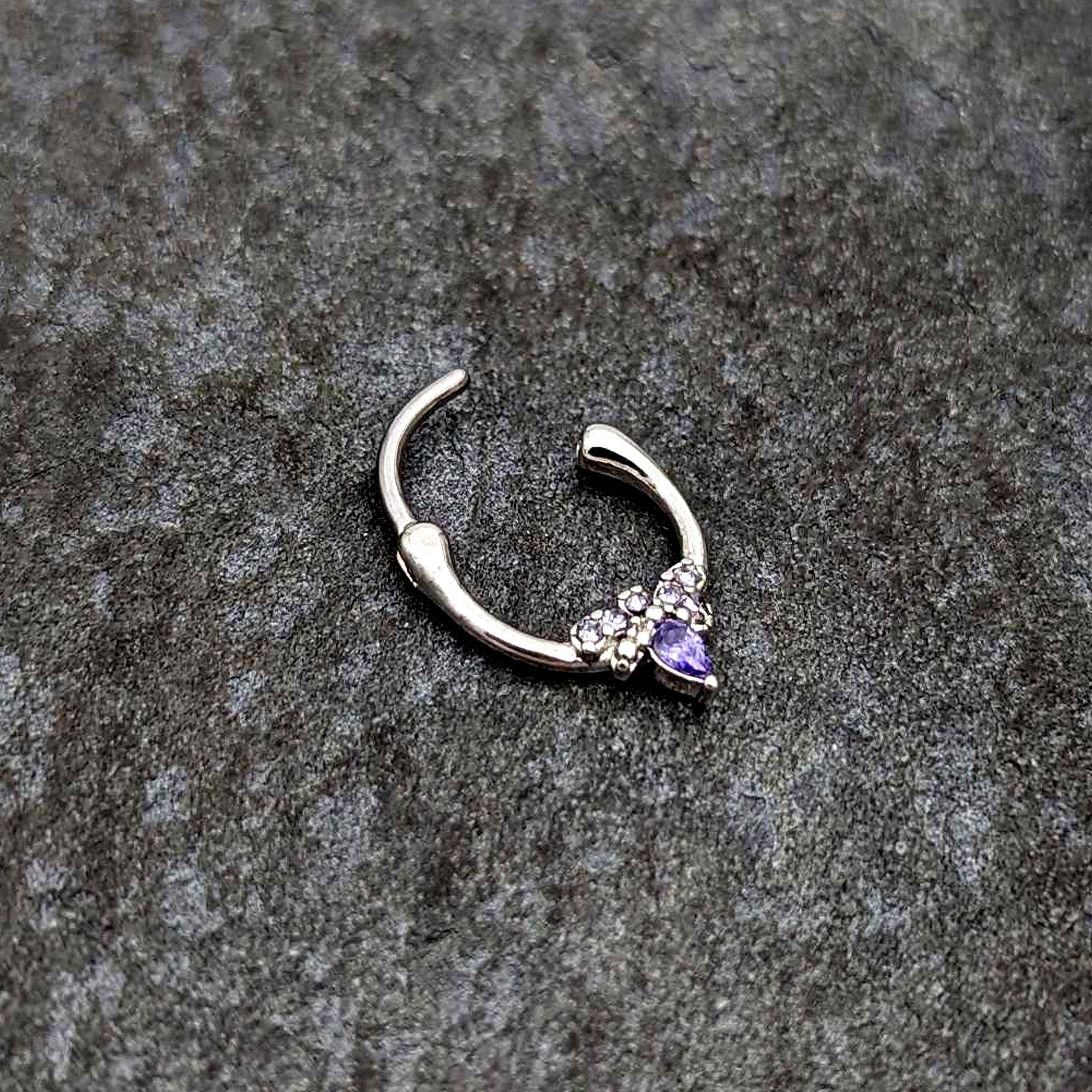 BodyCandy 16G 5/16 Purple Gem Bee Glamour Cartilage Clicker — back view