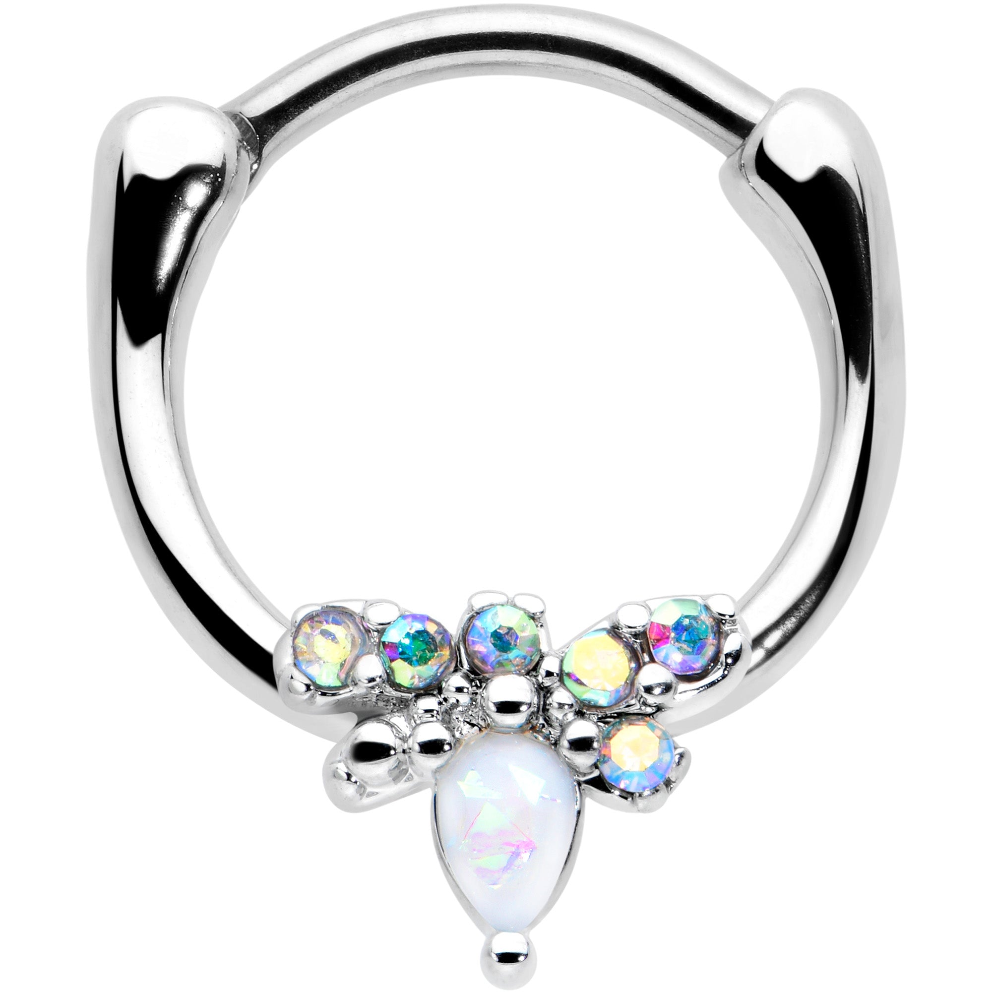 BodyCandy 16G 5/16 White Faux Opal Bee Glamour Cartilage Clicker — main product shot