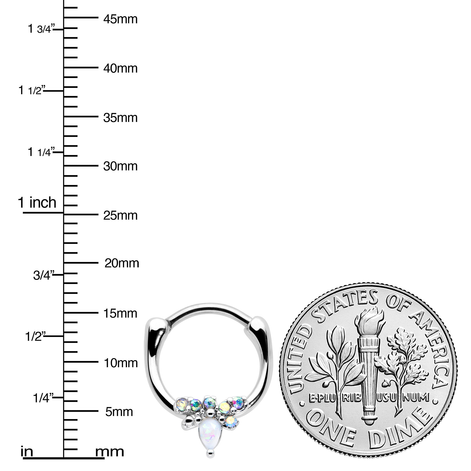BodyCandy 16G 5/16 White Faux Opal Bee Glamour Cartilage Clicker — lifestyle context
