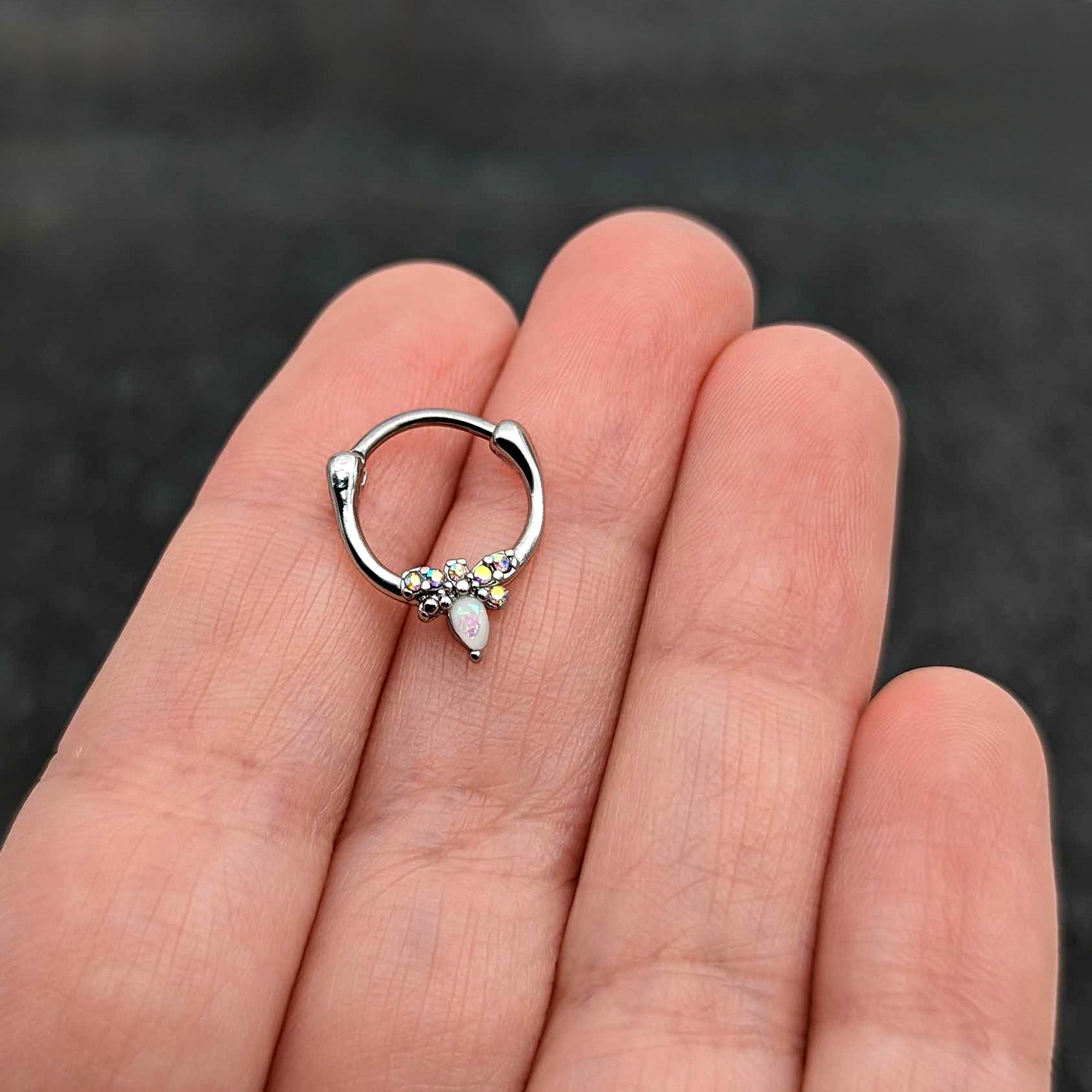 BodyCandy 16G 5/16 White Faux Opal Bee Glamour Cartilage Clicker — size reference
