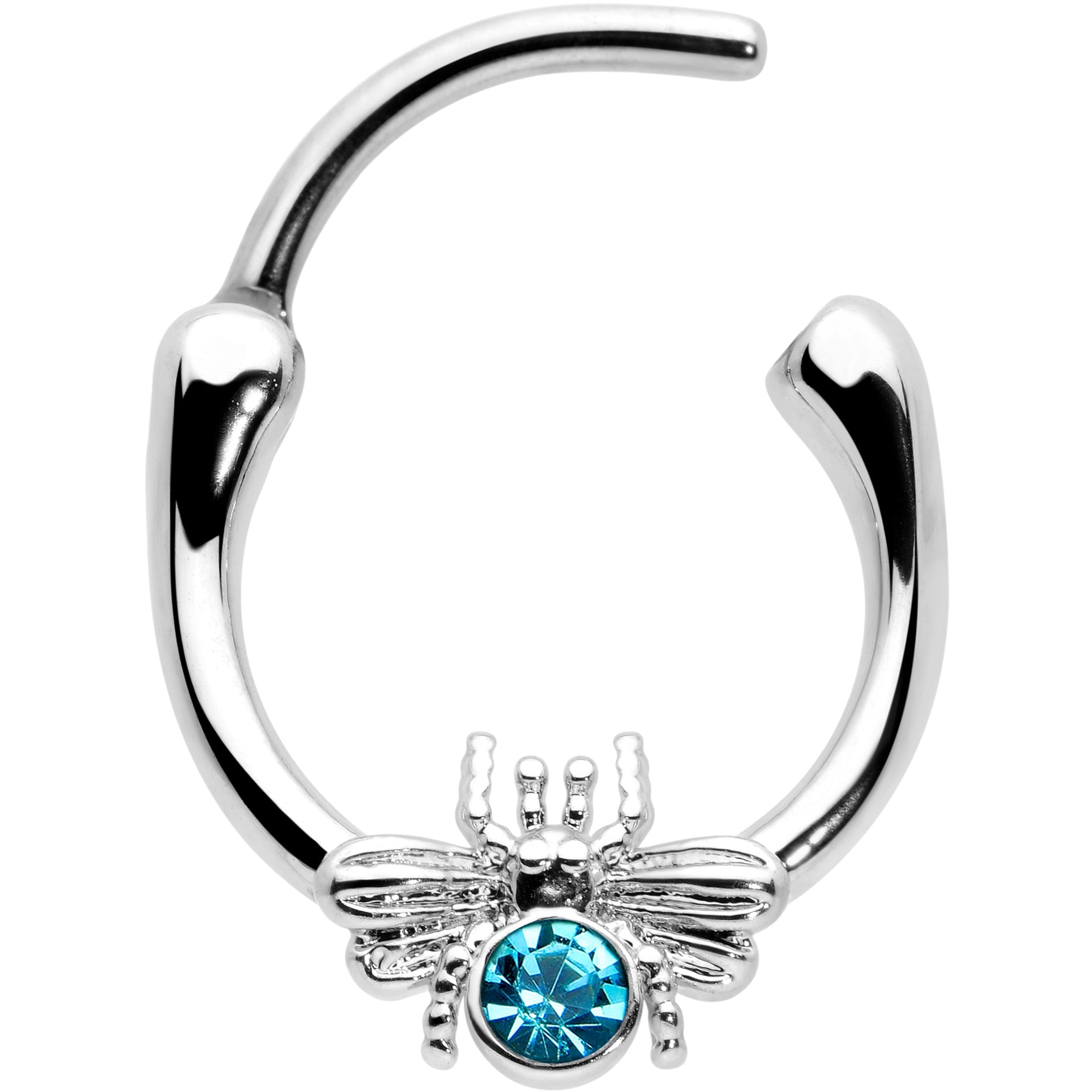 BodyCandy 16G 5/16 Blue Gem Ultra Fly Cartilage Clicker — detail close-up